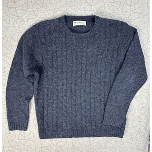 Line Of Trade 100% Shetland Wool Navy Cable Knit Fisherman Sweater / Men's XL